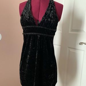 Velvet embroidered black halter top. NWOT. Size small